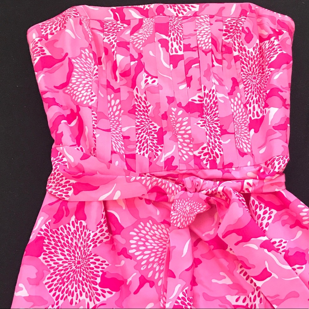 Lilly Pulitzer Strapless Pink Floral Sheath Dress - Picture 2 of 6